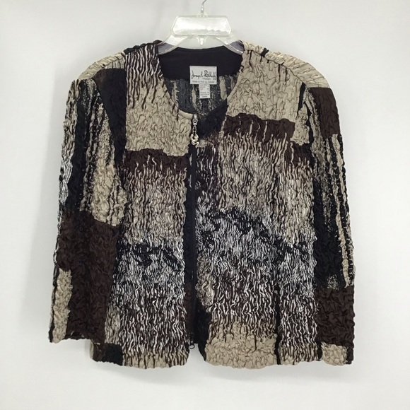 Joseph Ribkoff Veston Jacket Textured Fabric Black/Brown Career Casual Size 12 - Picture 1 of 8